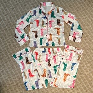 Colorful Cowboy Boot Pajama Set Medium NEW